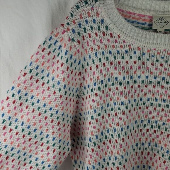 St John's Bay Women's Petite XXL White & Rainbow Polka Dot Sweater - Picture 4 of 12